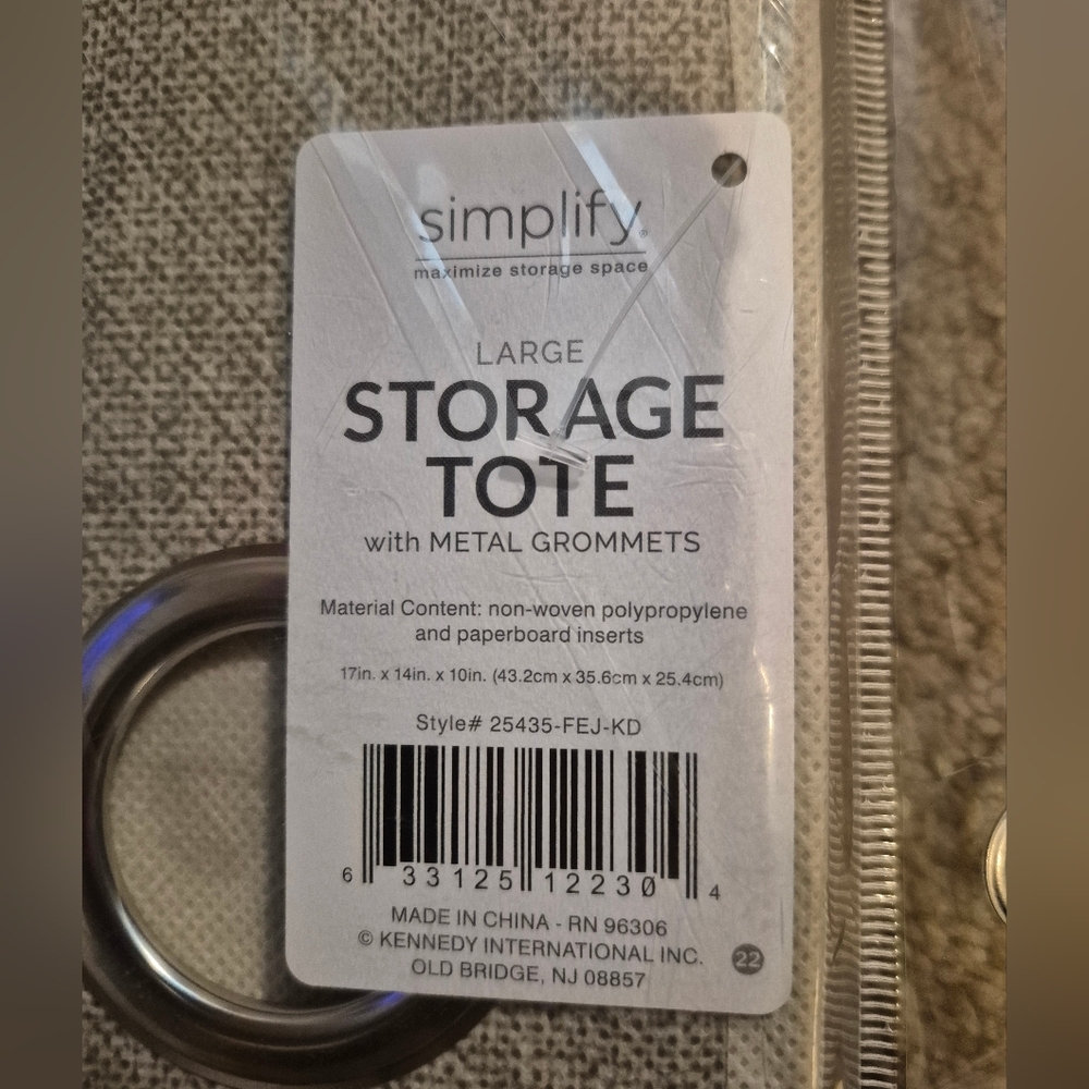 Simplify Large Beige Jute Storage Tote Bin NWT - Picture 7 of 8